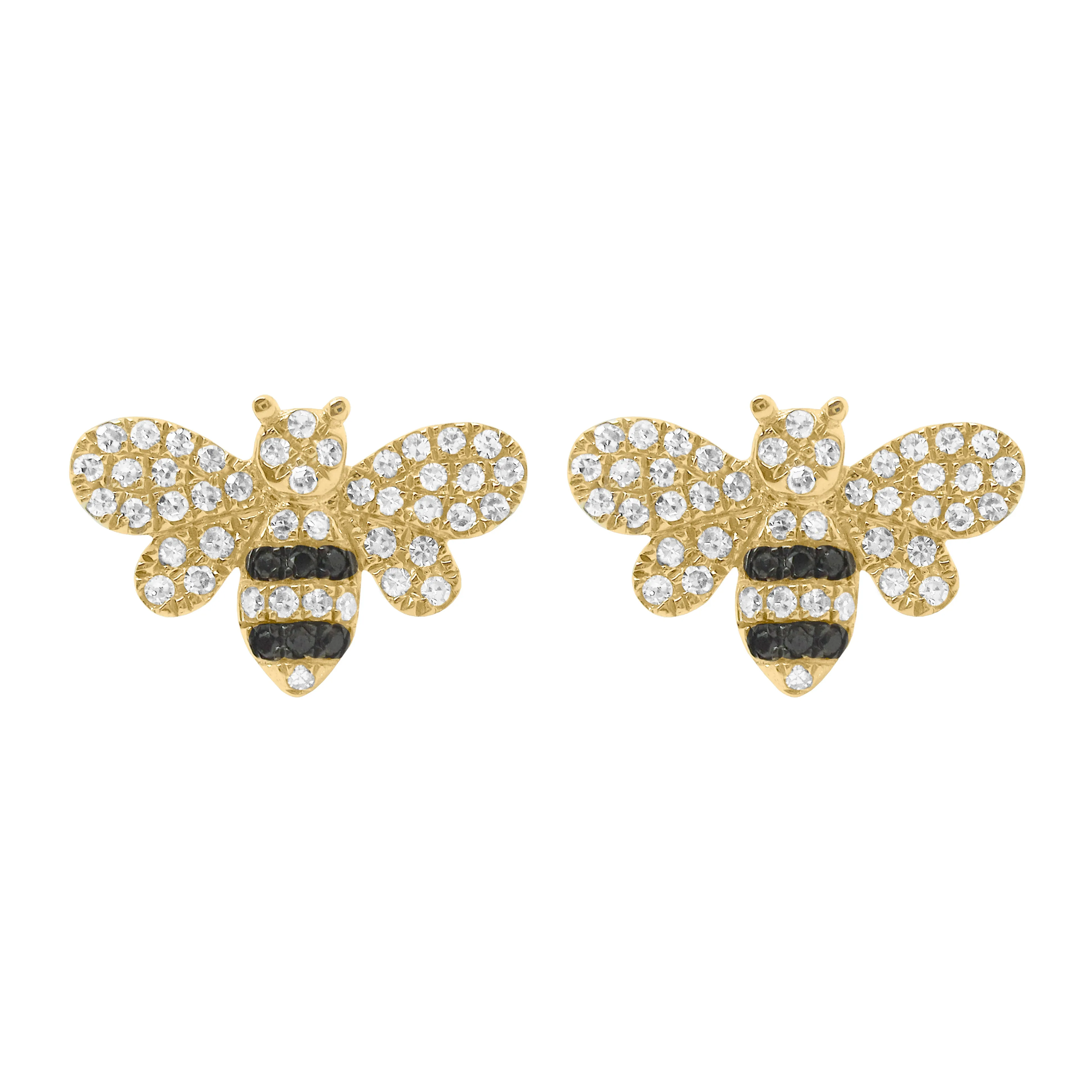 14K GOLD DIAMOND BEE STUDS