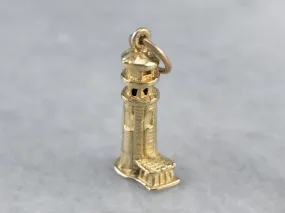 14K Gold Lighthouse Charm