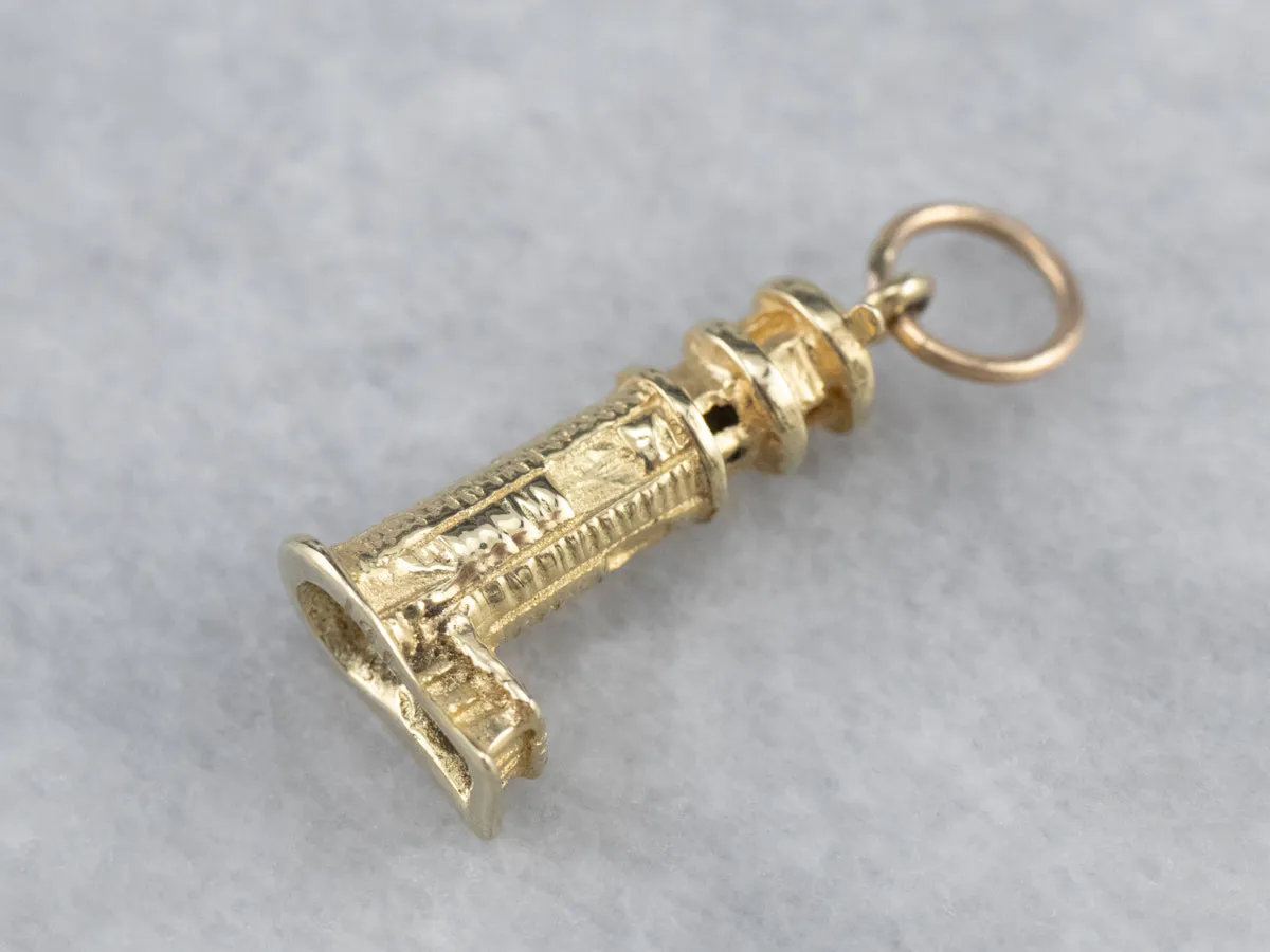 14K Gold Lighthouse Charm