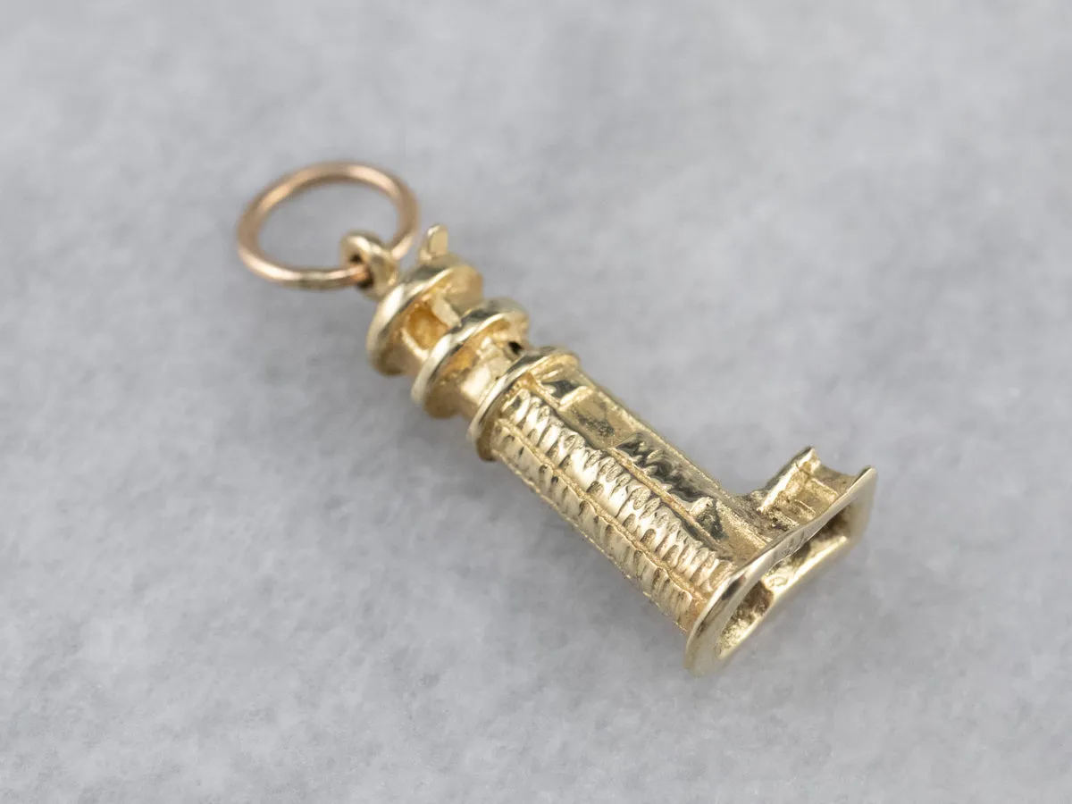 14K Gold Lighthouse Charm