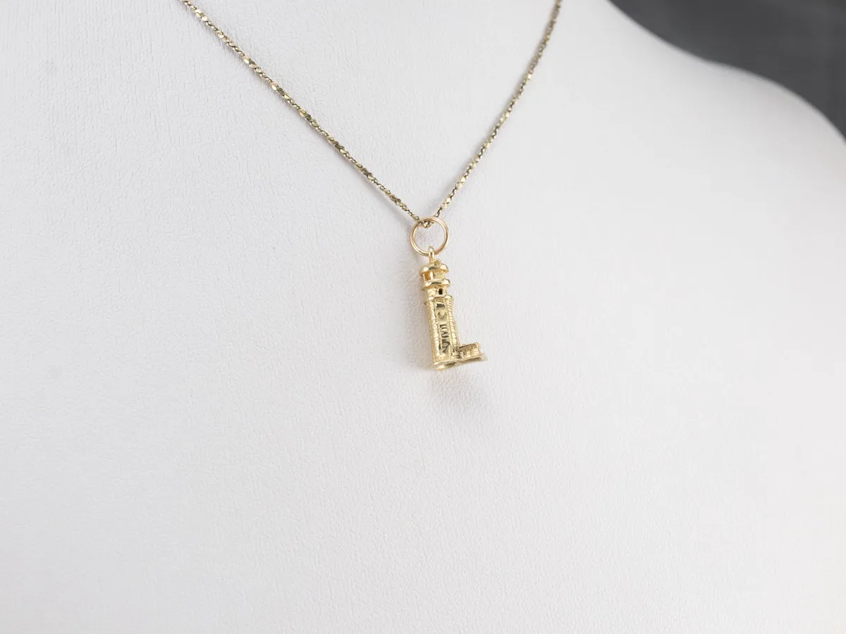 14K Gold Lighthouse Charm