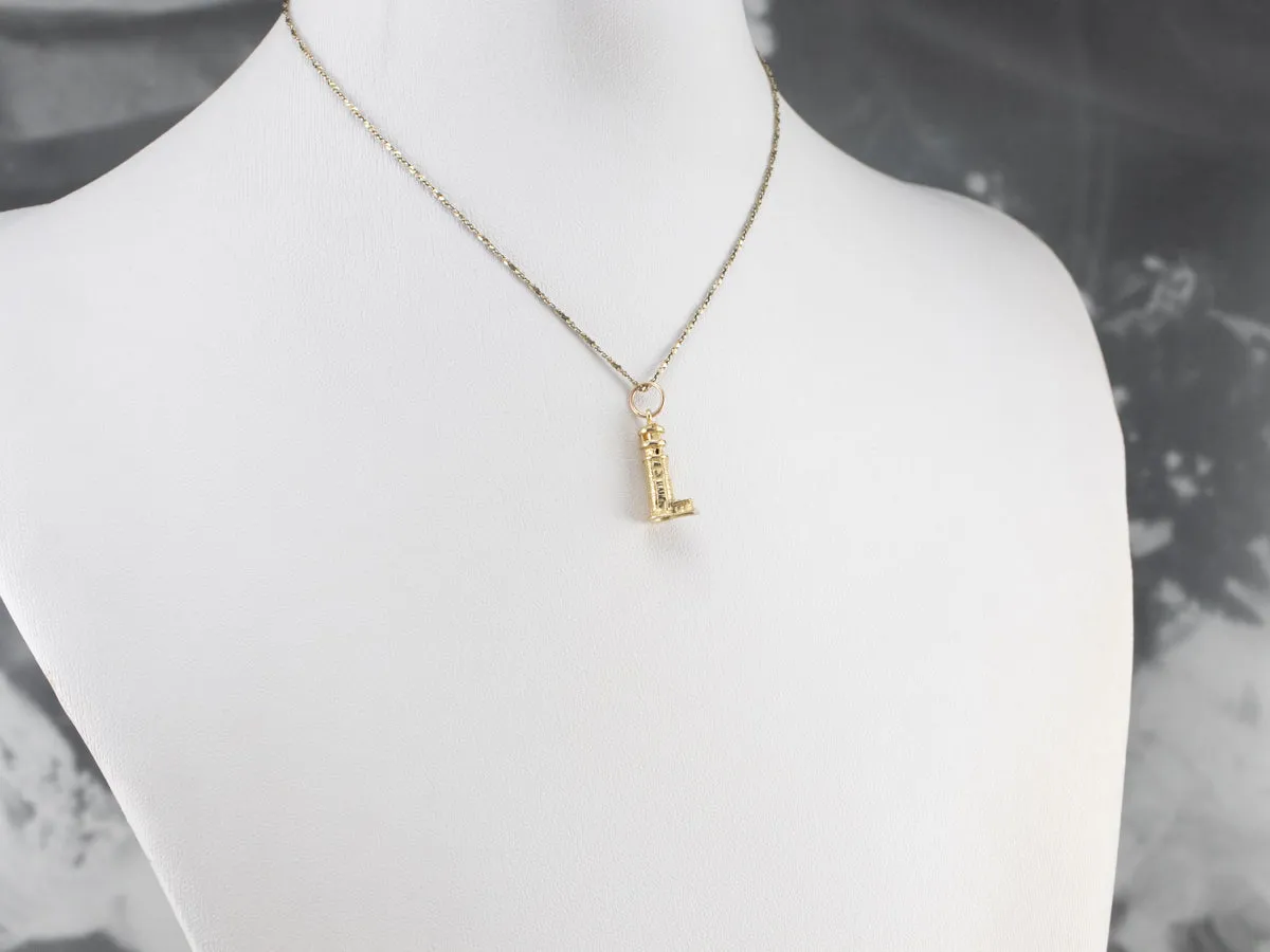 14K Gold Lighthouse Charm