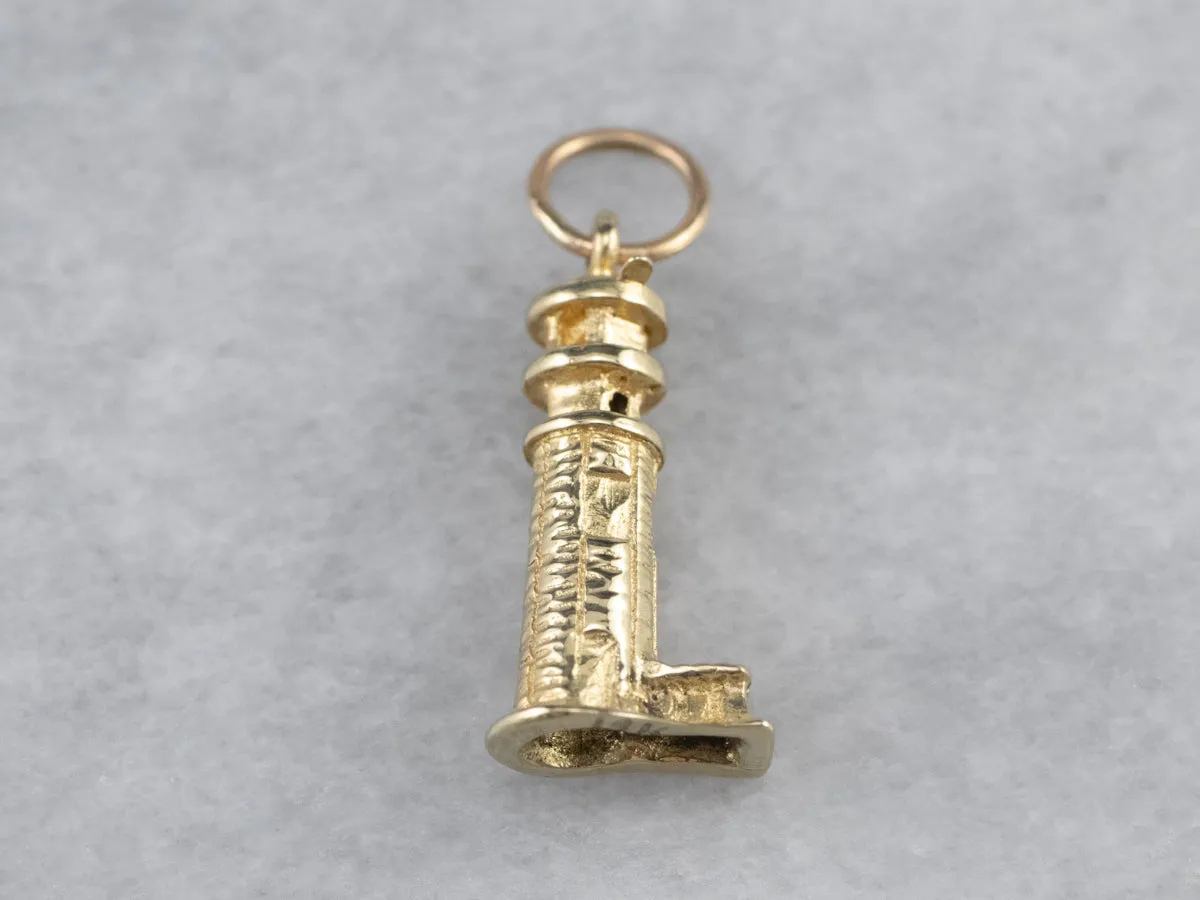 14K Gold Lighthouse Charm