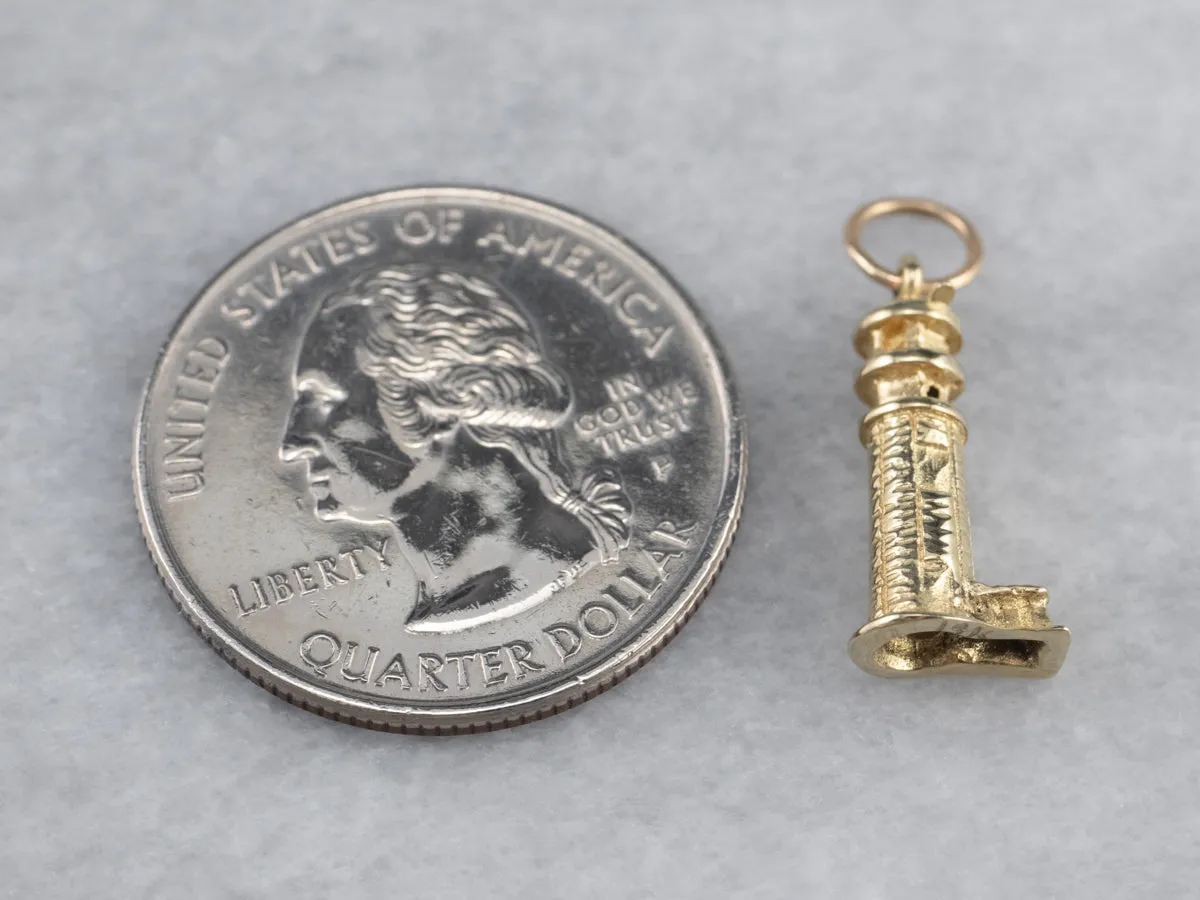 14K Gold Lighthouse Charm