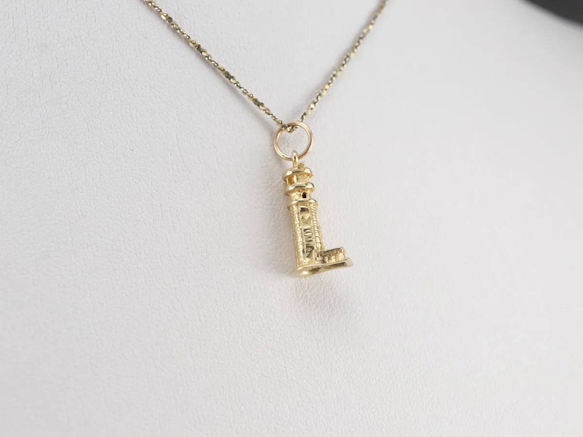 14K Gold Lighthouse Charm