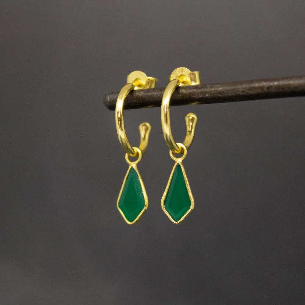 18ct Gold Vermeil Green Quartz Hoop Earrings