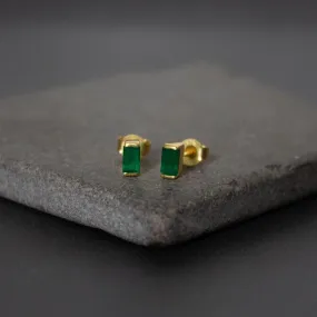 18ct Gold Vermeil Green Quartz Stud Earrings