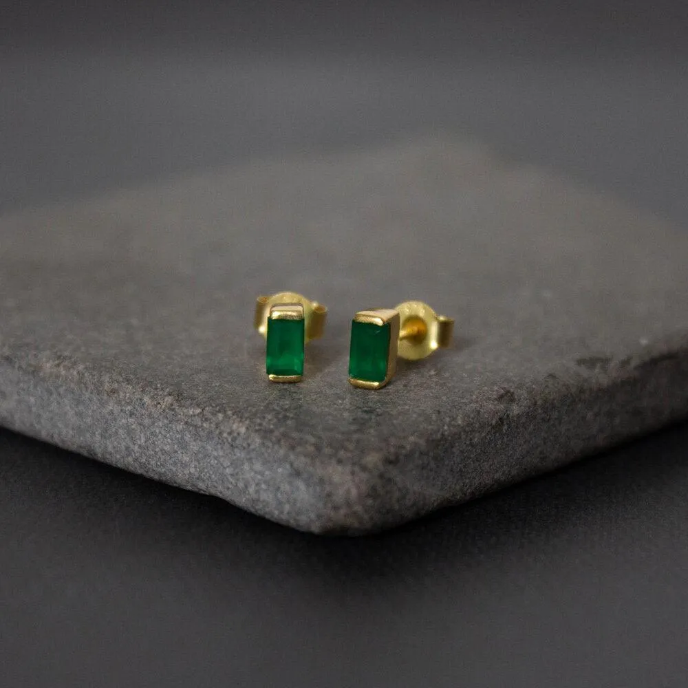 18ct Gold Vermeil Green Quartz Stud Earrings