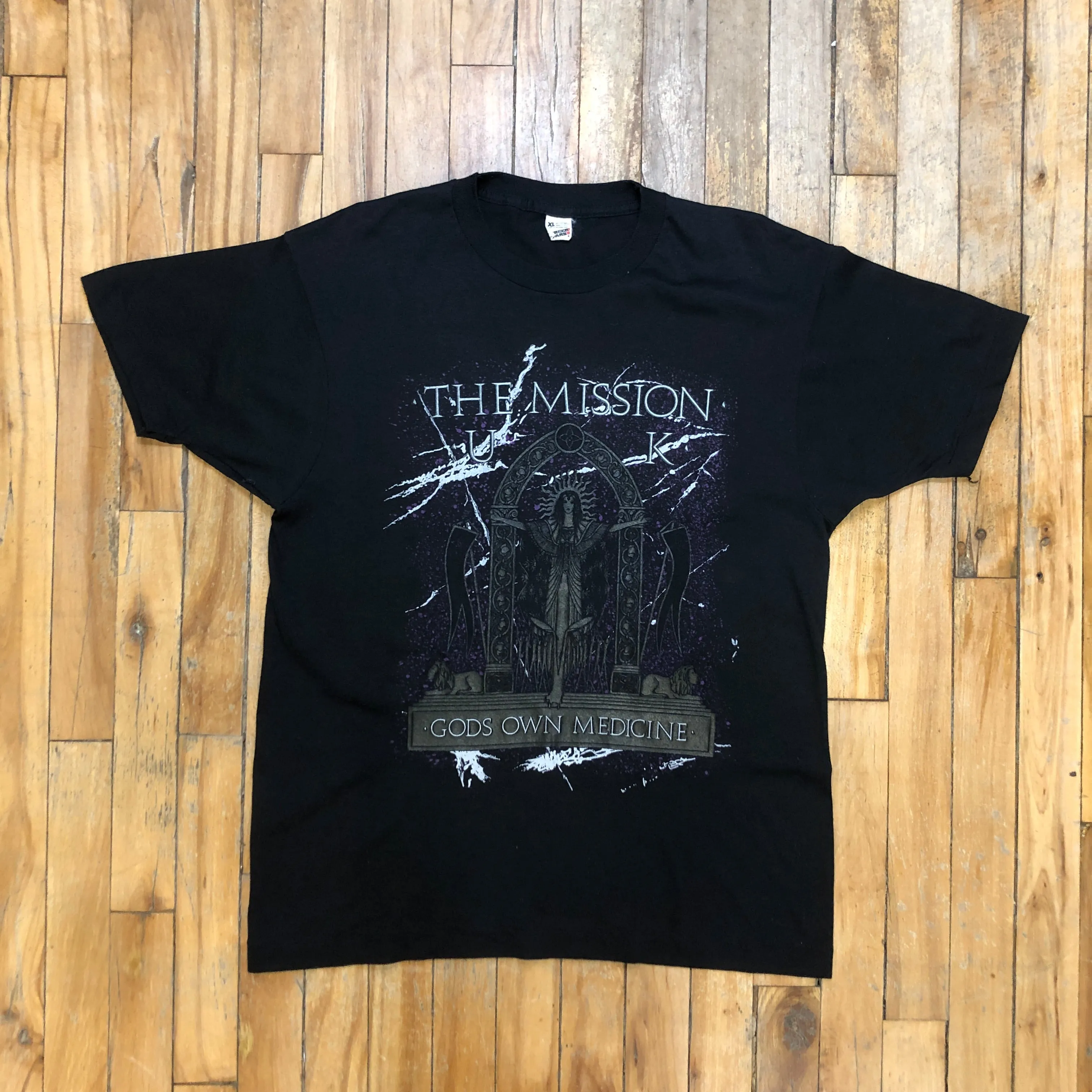 1987 The Mission U.K. "God's Own Medicine" Vintage Single Stitch Made in USA Graphic T-Shirt Size XL