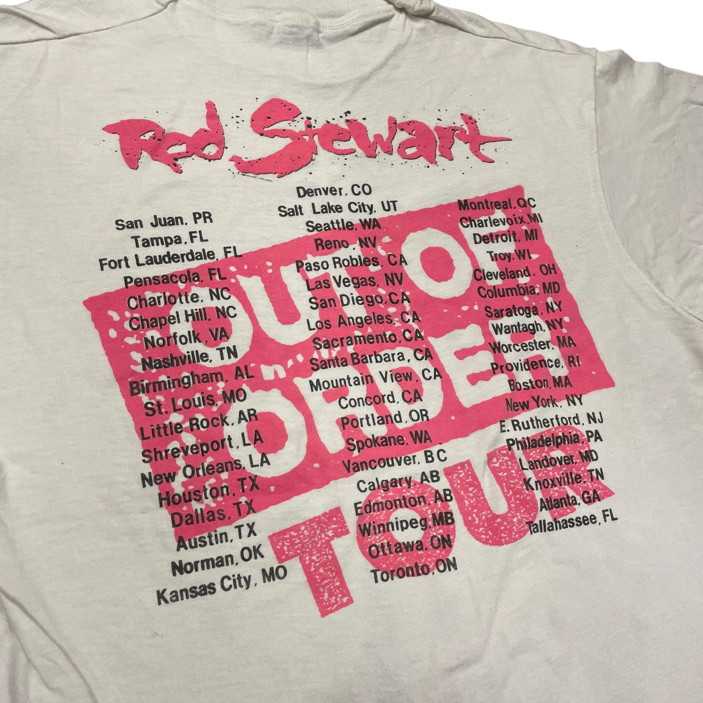 1988 Rod Stewart "Out of Order" Vintage 80s Band Tour T-Shirt Made in Canada S