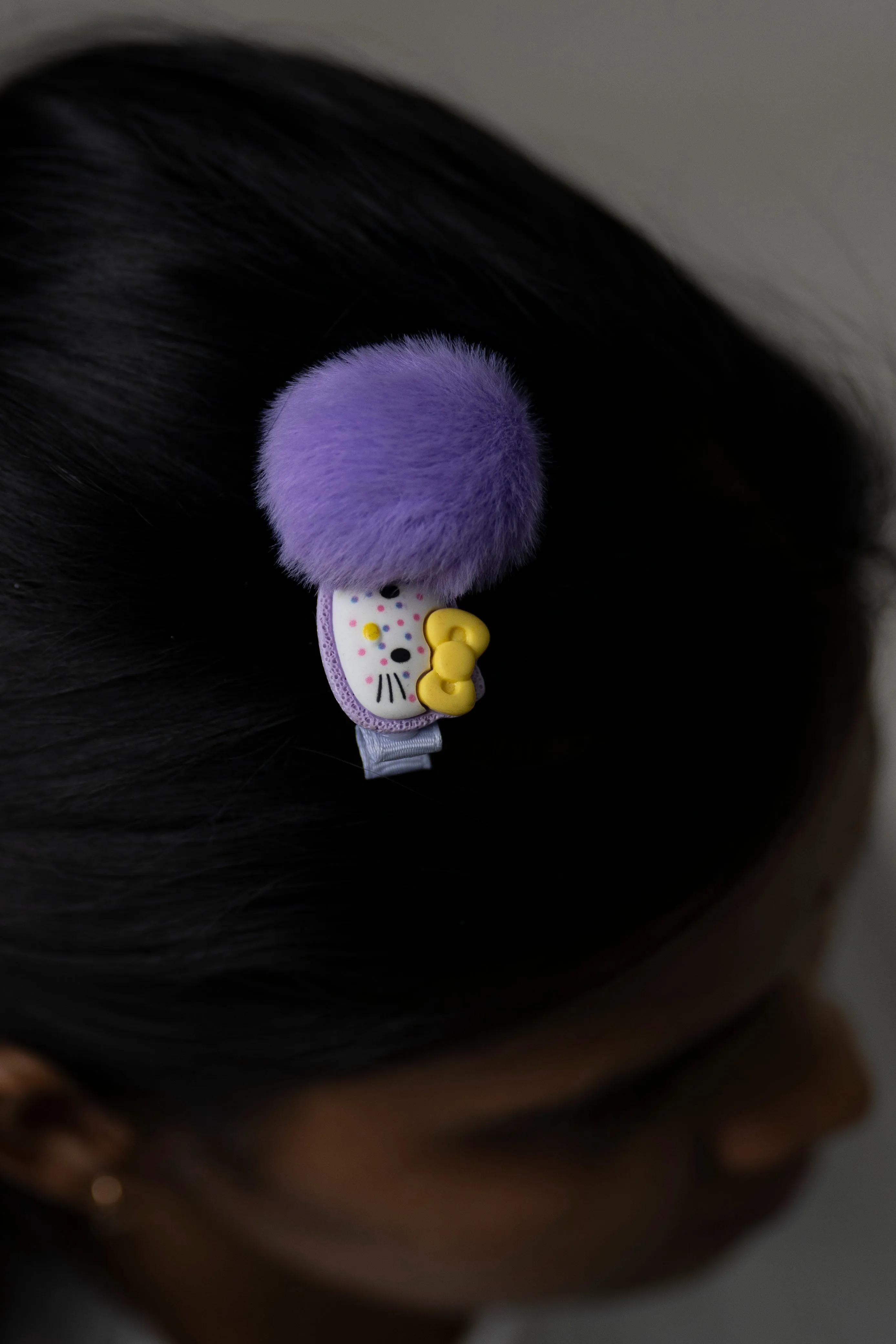 Adorable Kitty Pom-Pom Hair Clip for Kids