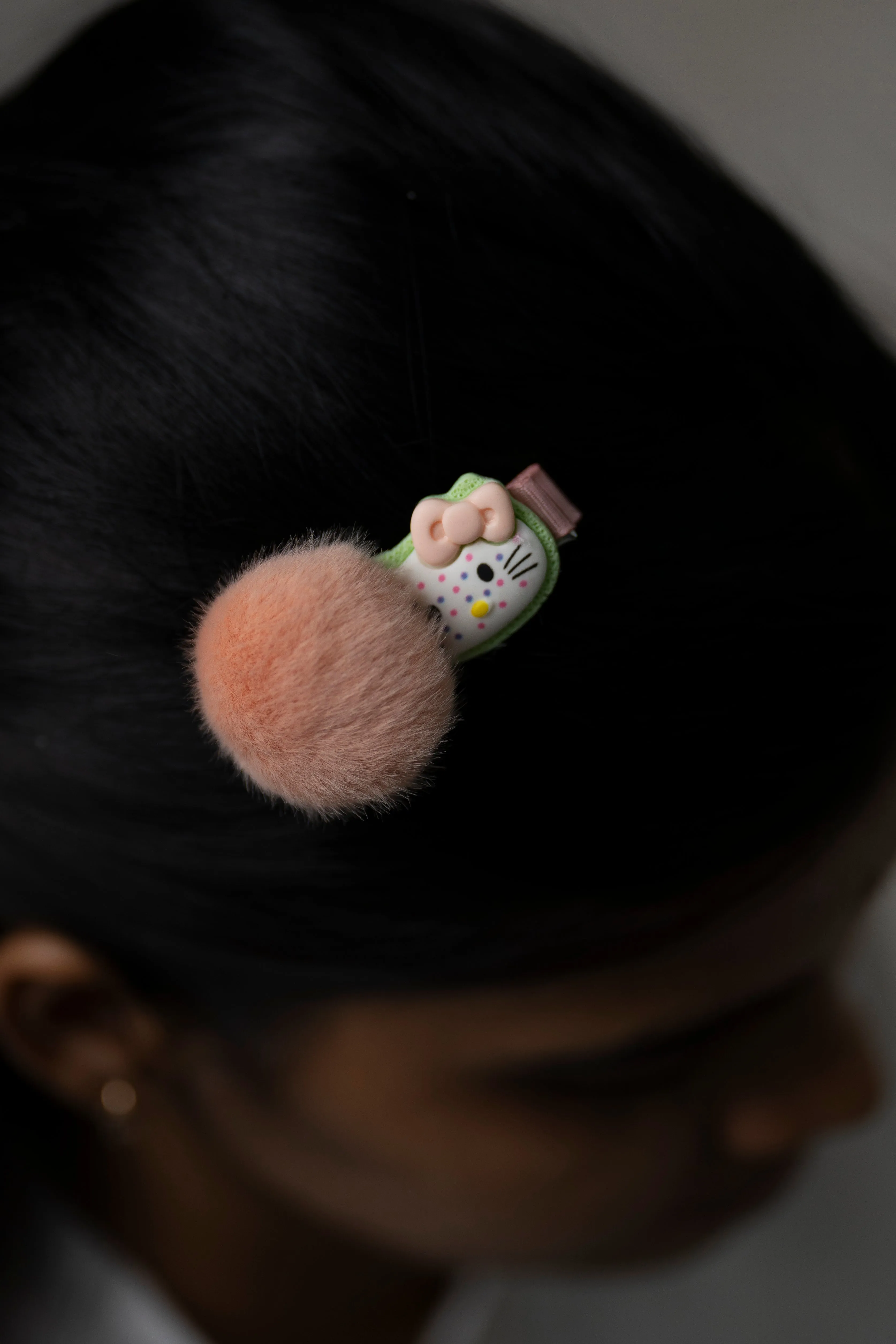 Adorable Kitty Pom-Pom Hair Clip for Kids