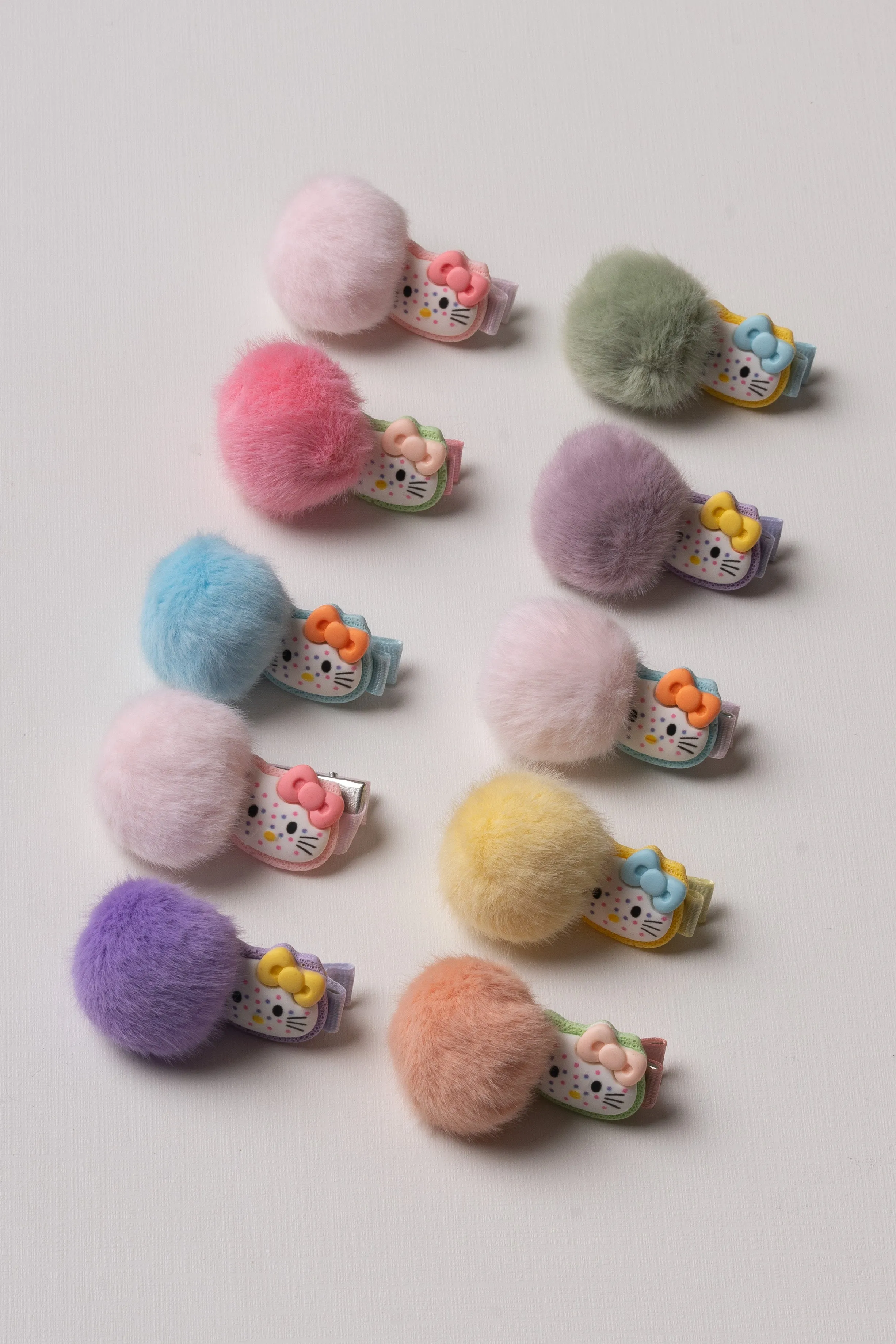 Adorable Kitty Pom-Pom Hair Clip for Kids