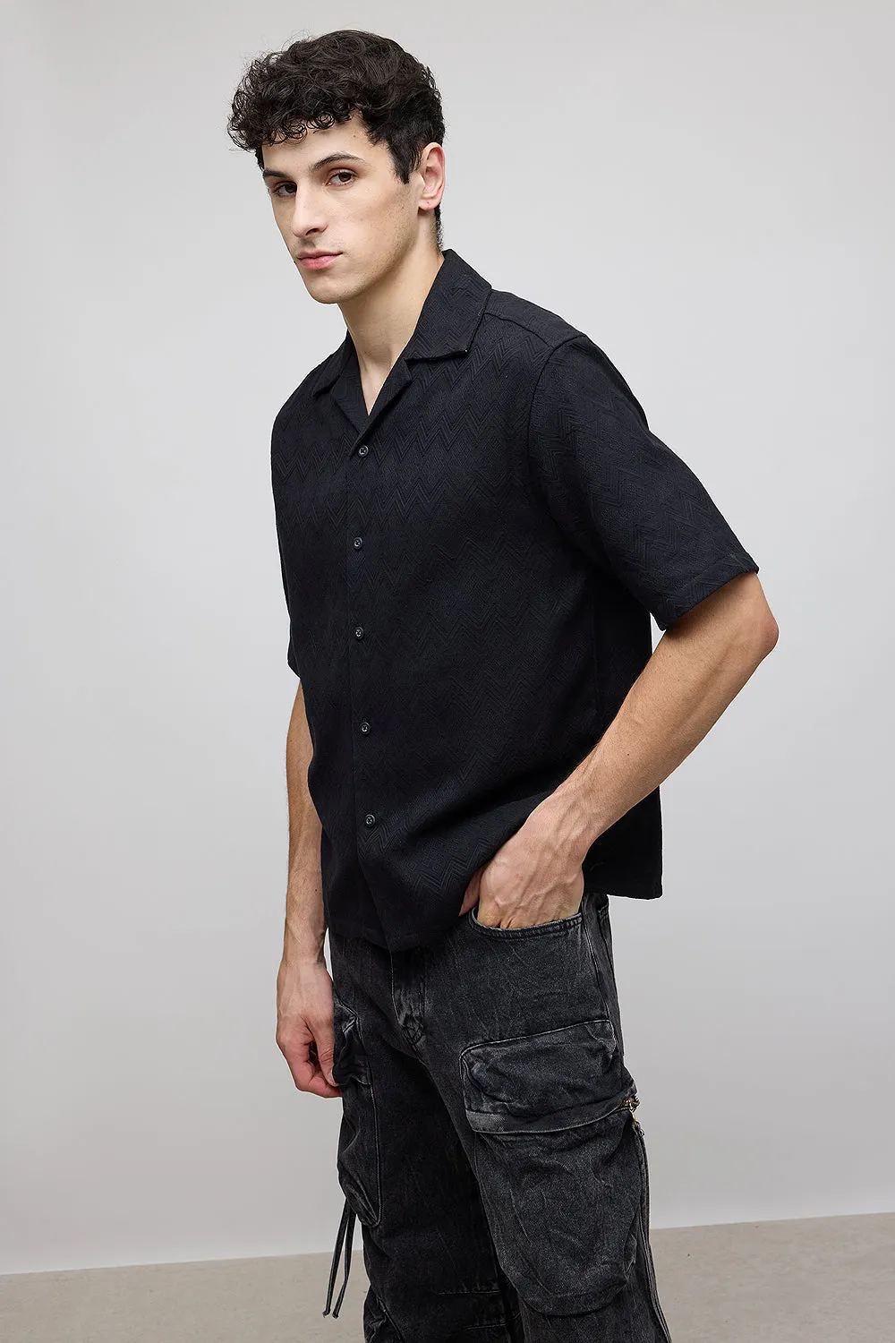 Angular Black Men's Shirt