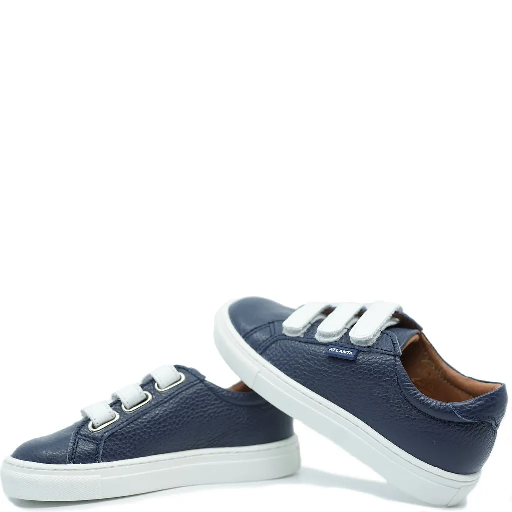 Atlanta Mocassin Navy Grain Triple Velcro Sneaker