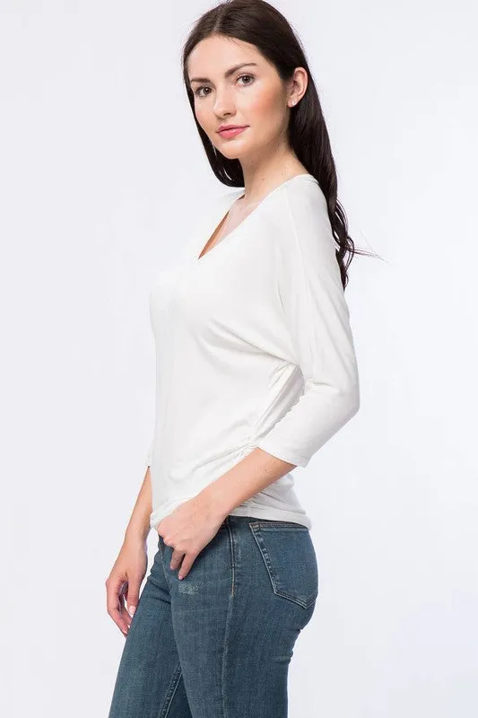 Basic dolman sleeve, V-neck top