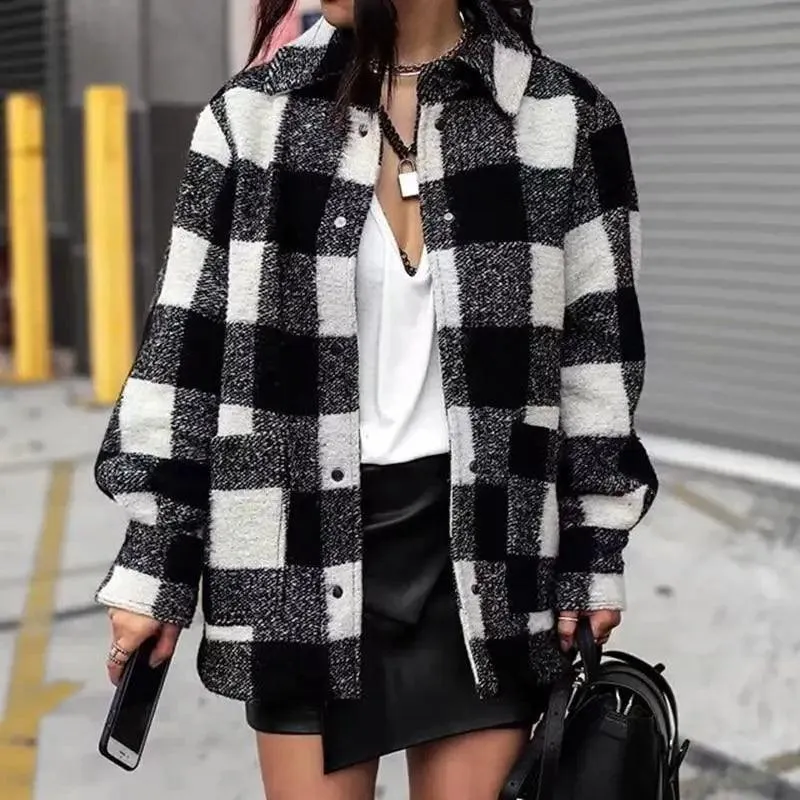 Black and white checkered shirt coat