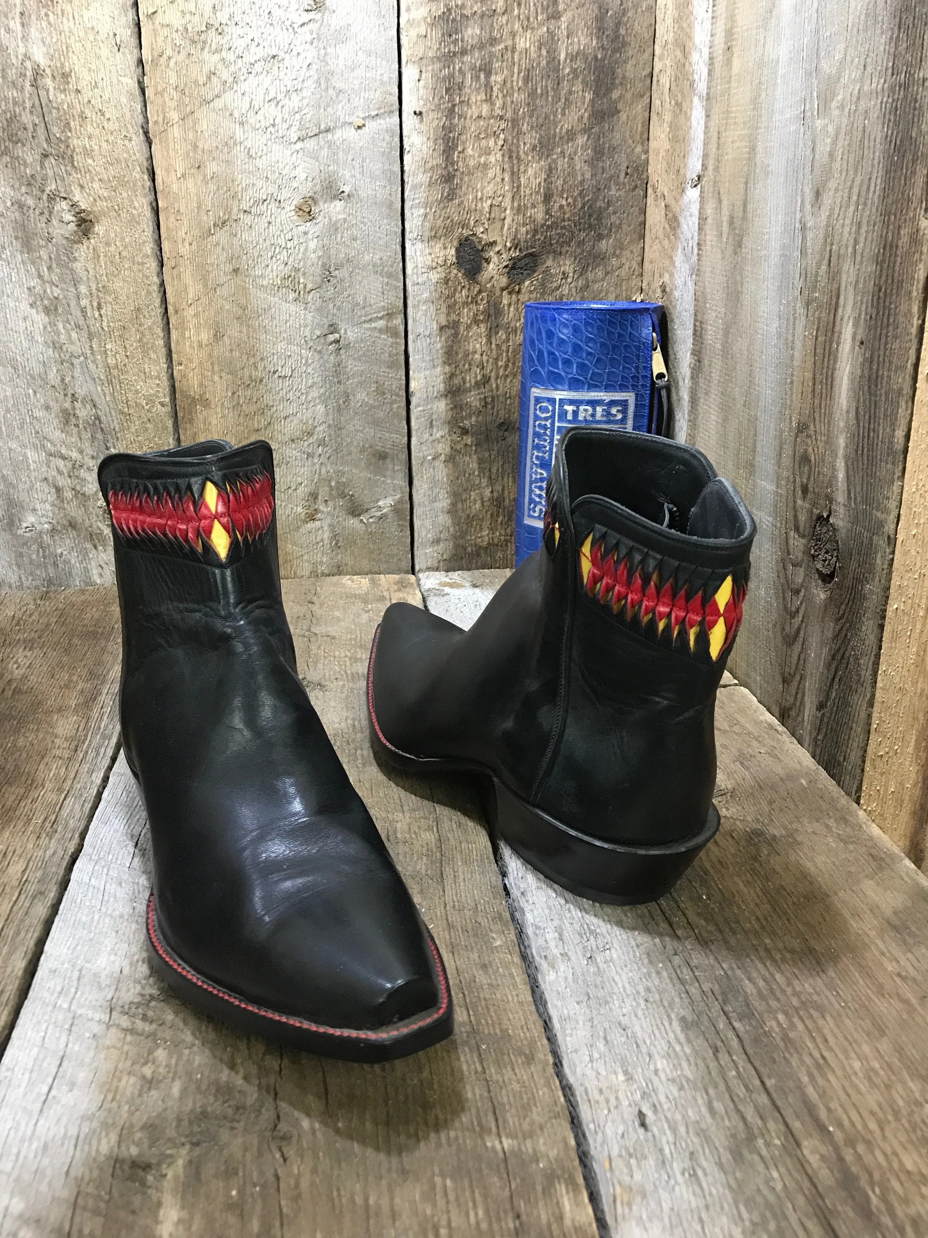 Black Kangaroo Folded Inlays Tres Outlaws Women's Flamingo Boot 1975