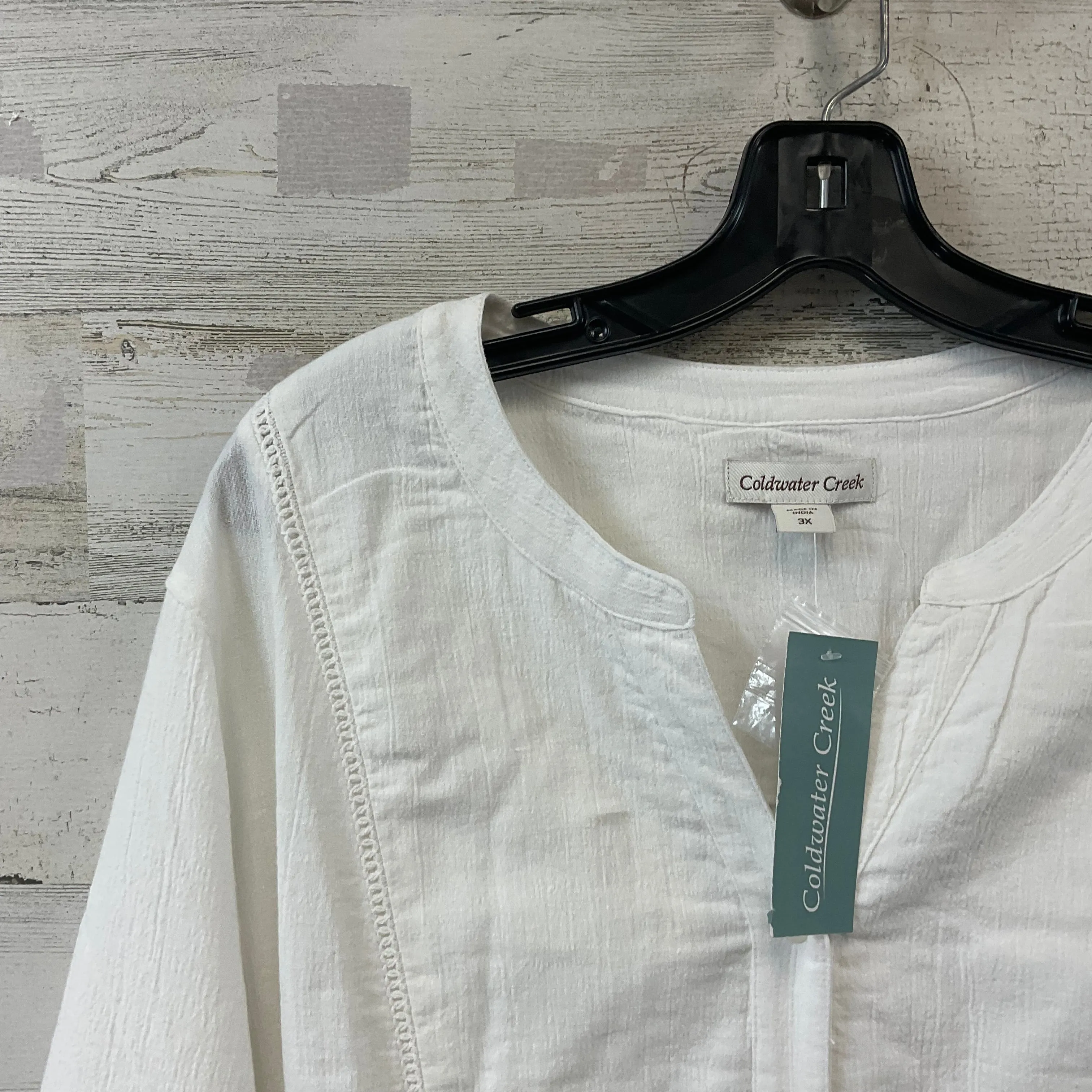 Blouse 3/4 Sleeve By Coldwater Creek In White, Size: 3x