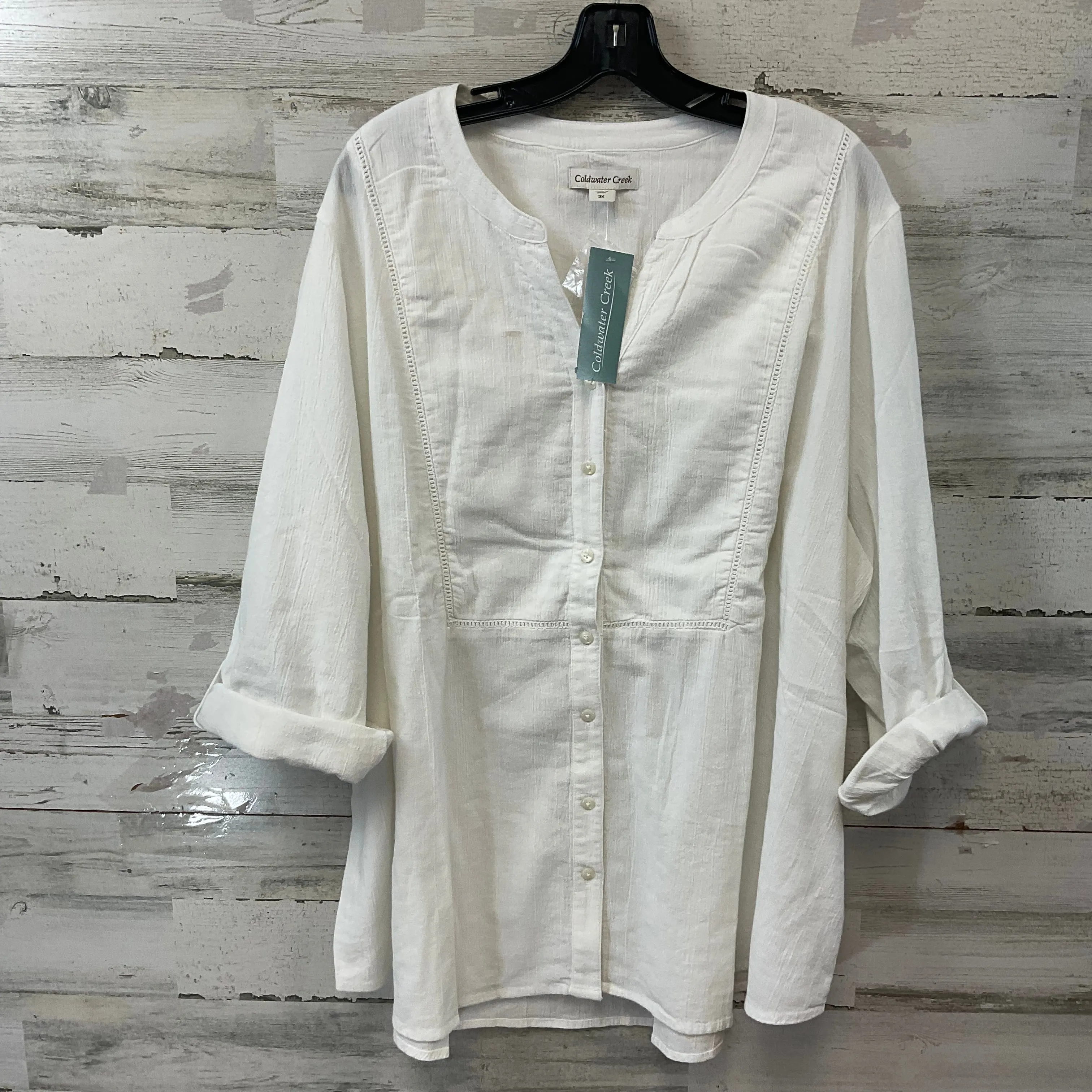 Blouse 3/4 Sleeve By Coldwater Creek In White, Size: 3x