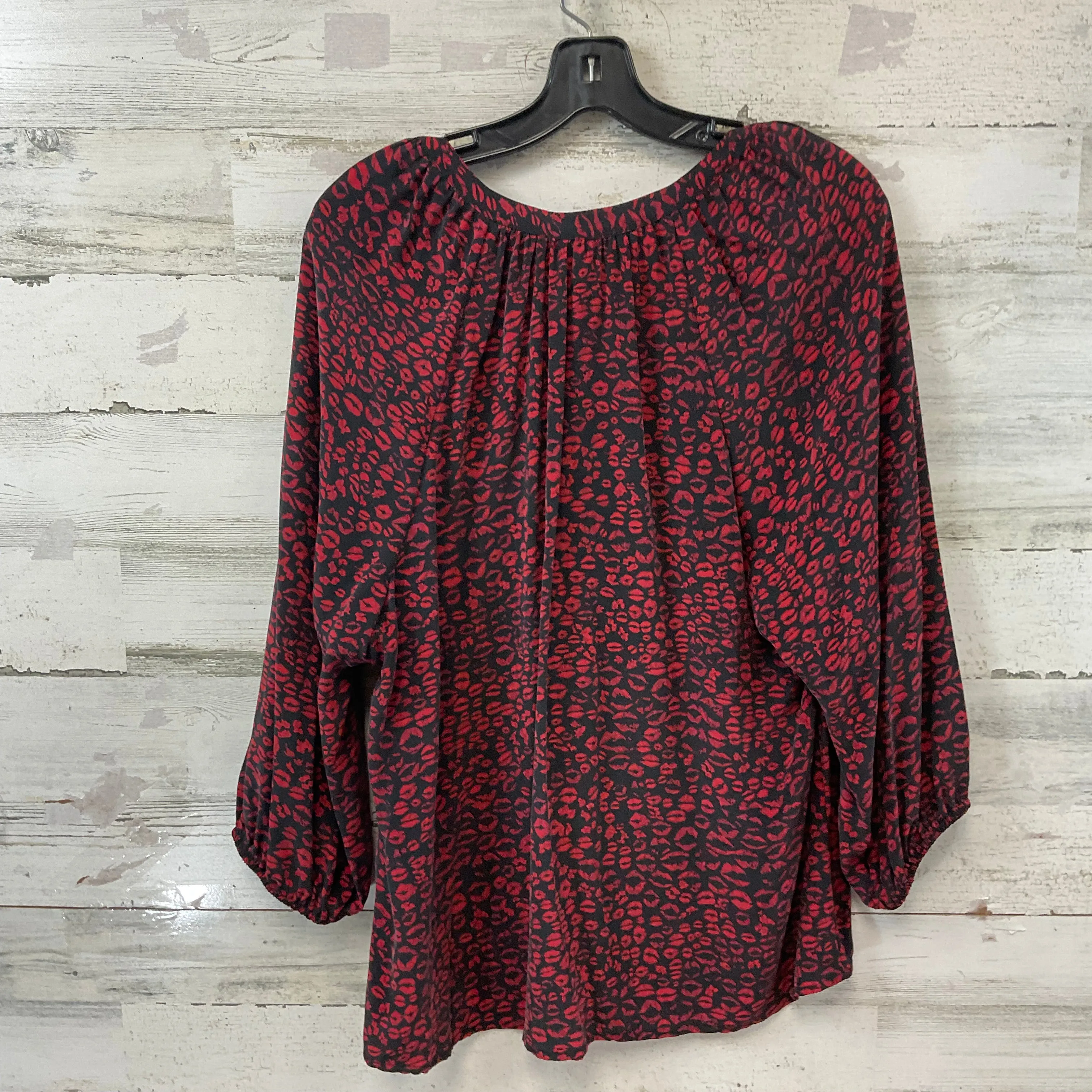 Blouse 3/4 Sleeve By Joie In Black & Red, Size: L