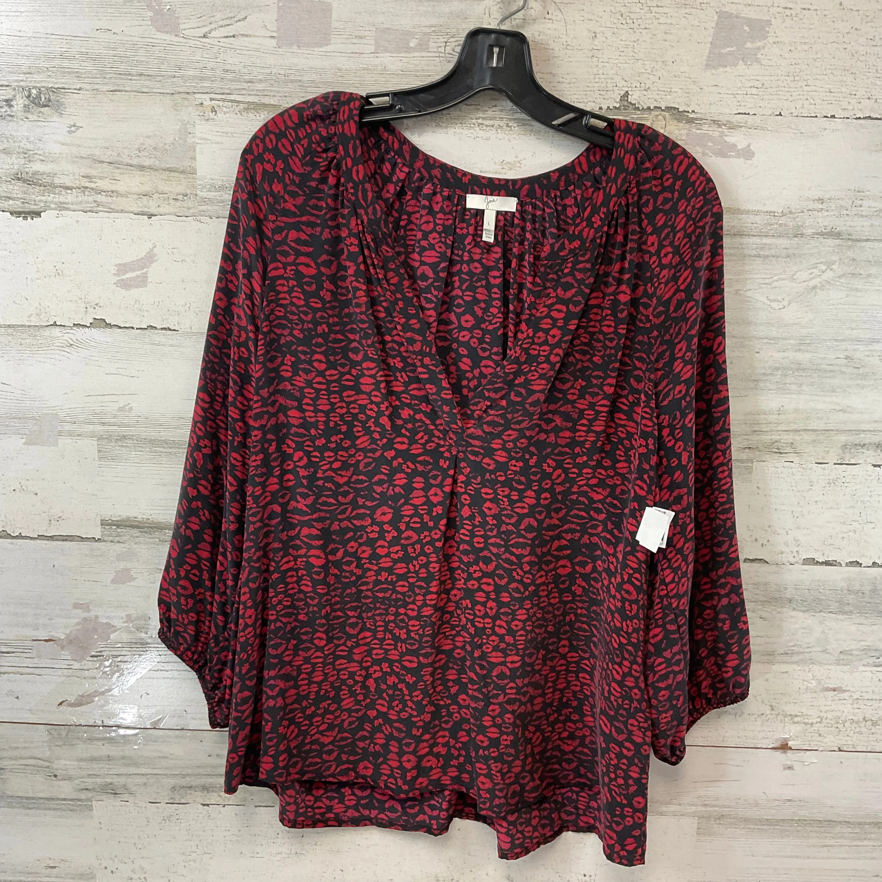 Blouse 3/4 Sleeve By Joie In Black & Red, Size: L