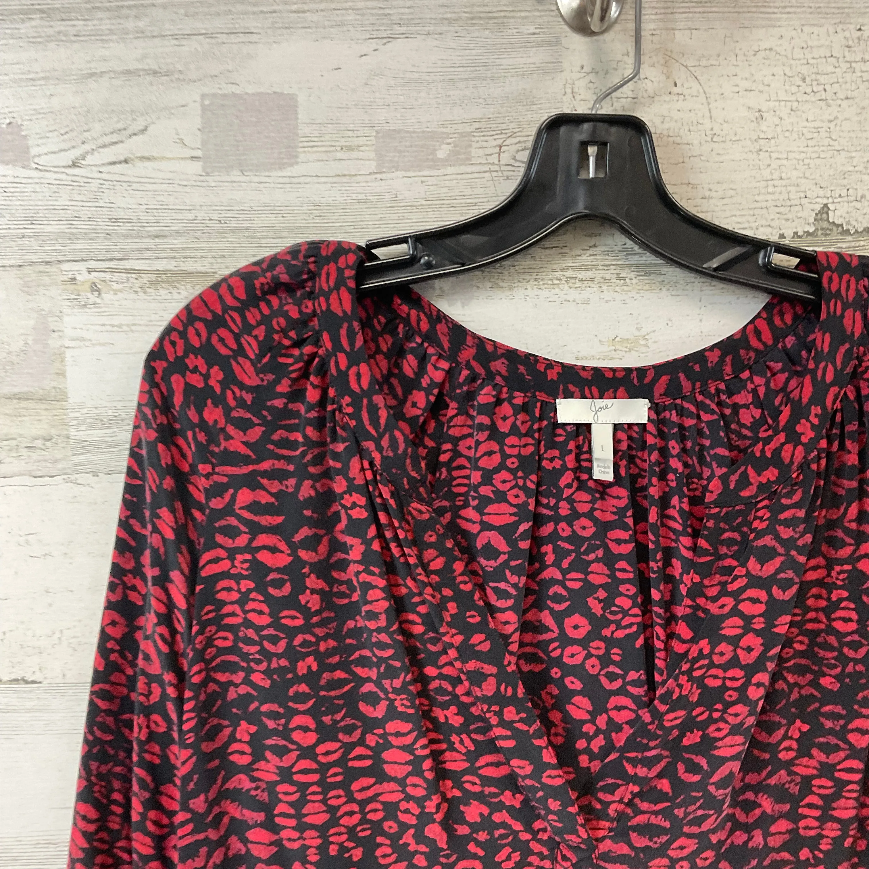 Blouse 3/4 Sleeve By Joie In Black & Red, Size: L