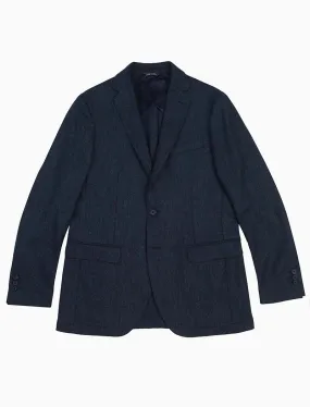 Blue Plain Weave Lambswool Blazer