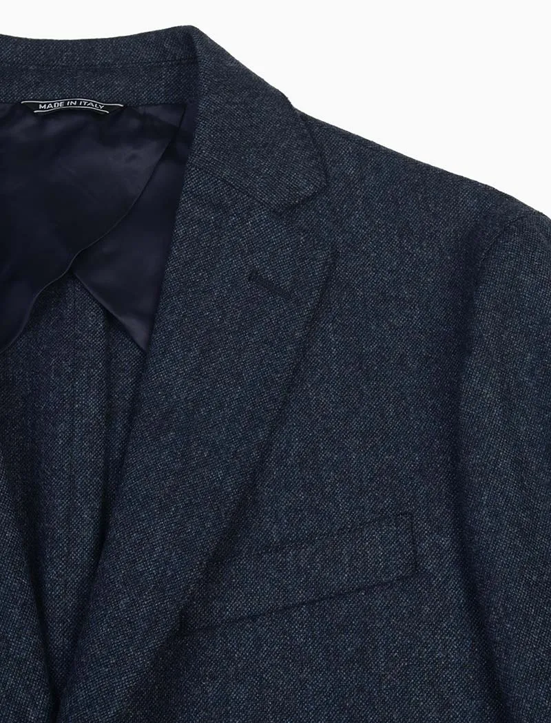 Blue Plain Weave Lambswool Blazer