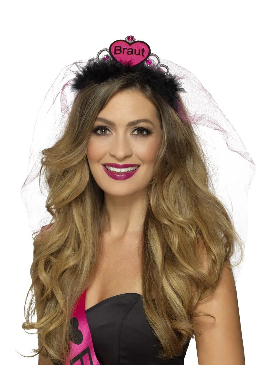 Braut Tiara, Pink & Black