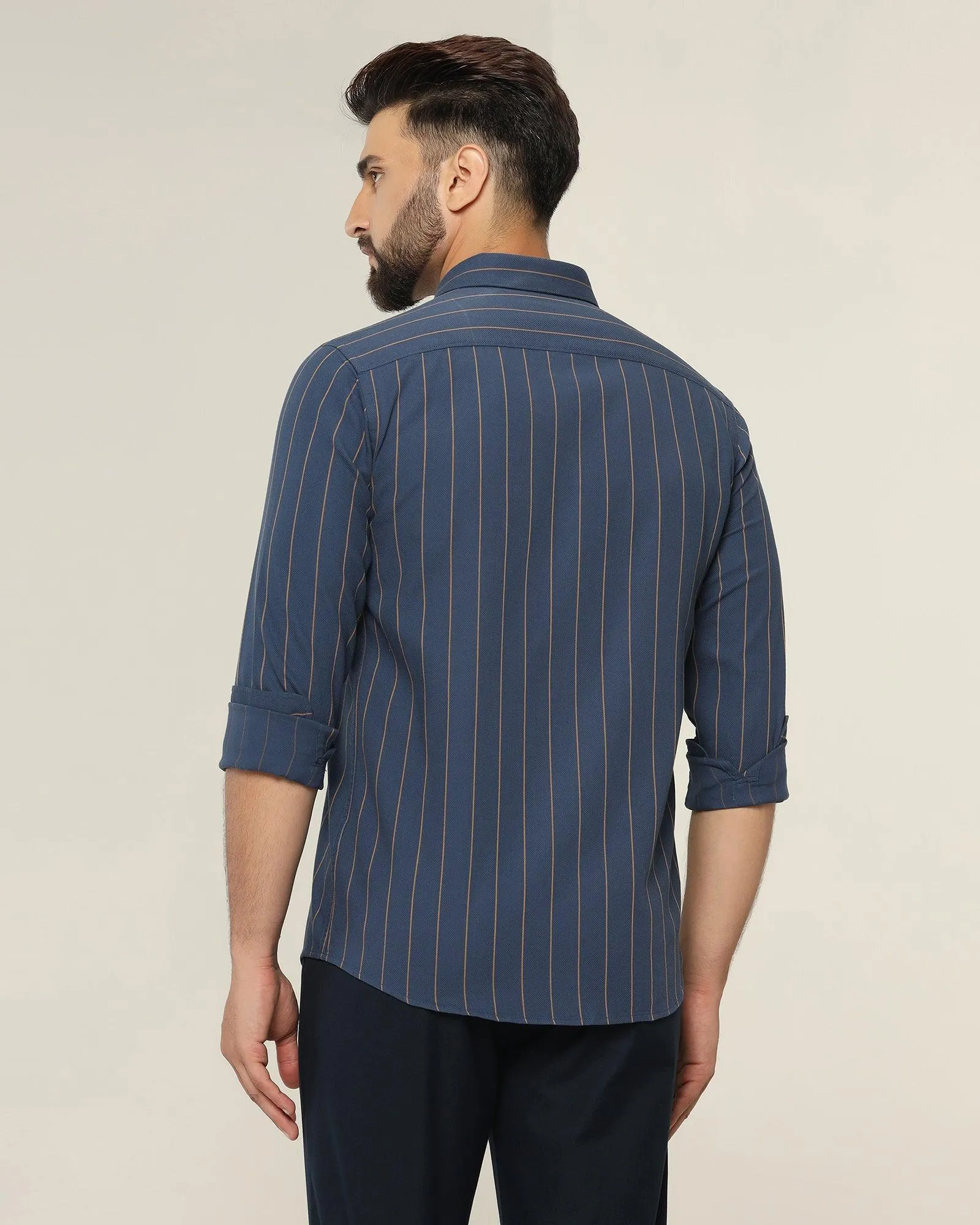 Casual Navy Striped Shirt - Fabien