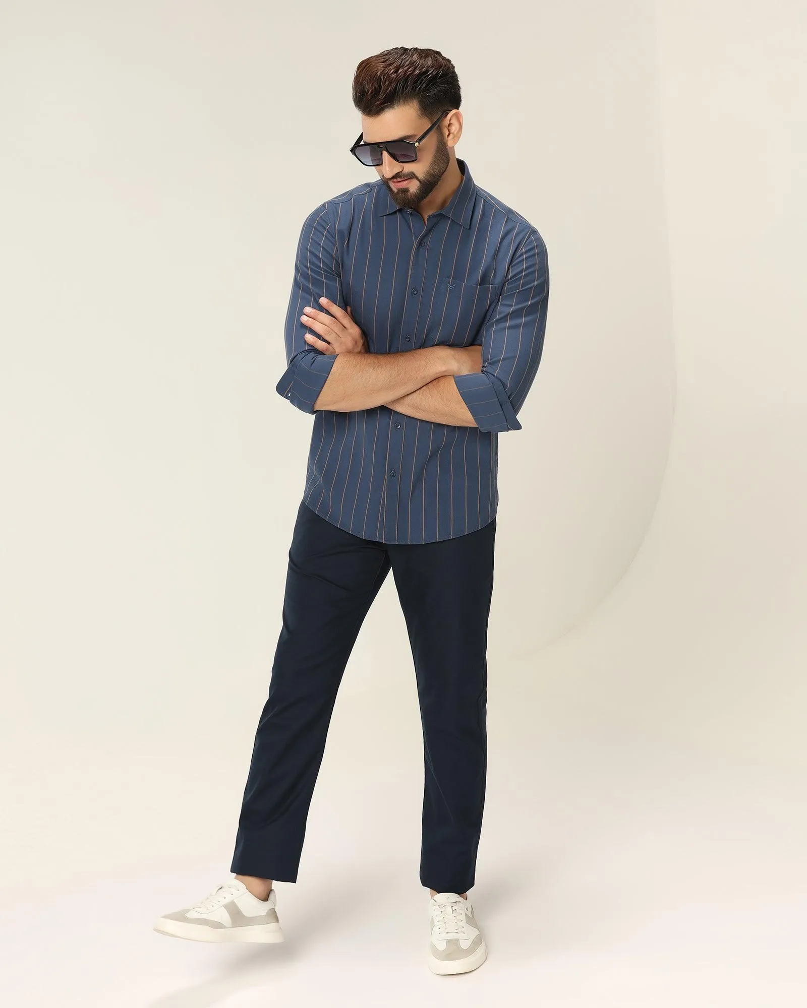 Casual Navy Striped Shirt - Fabien