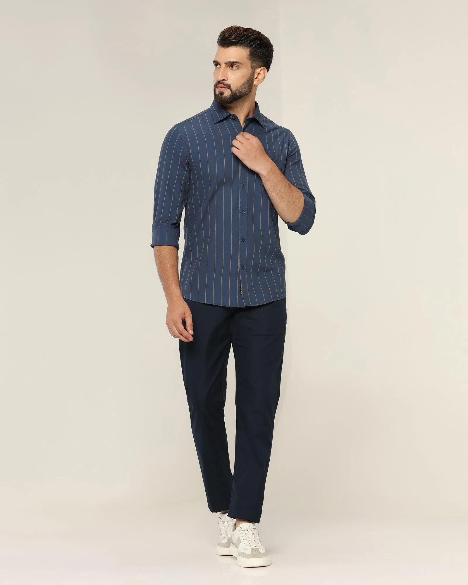 Casual Navy Striped Shirt - Fabien