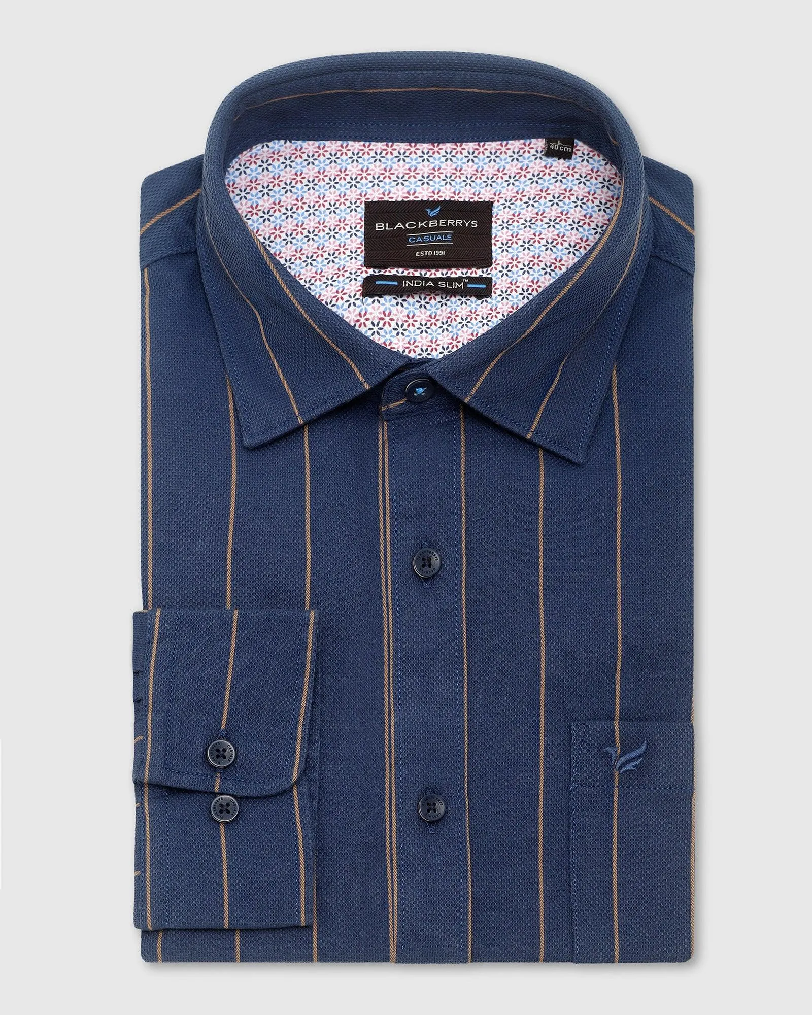 Casual Navy Striped Shirt - Fabien