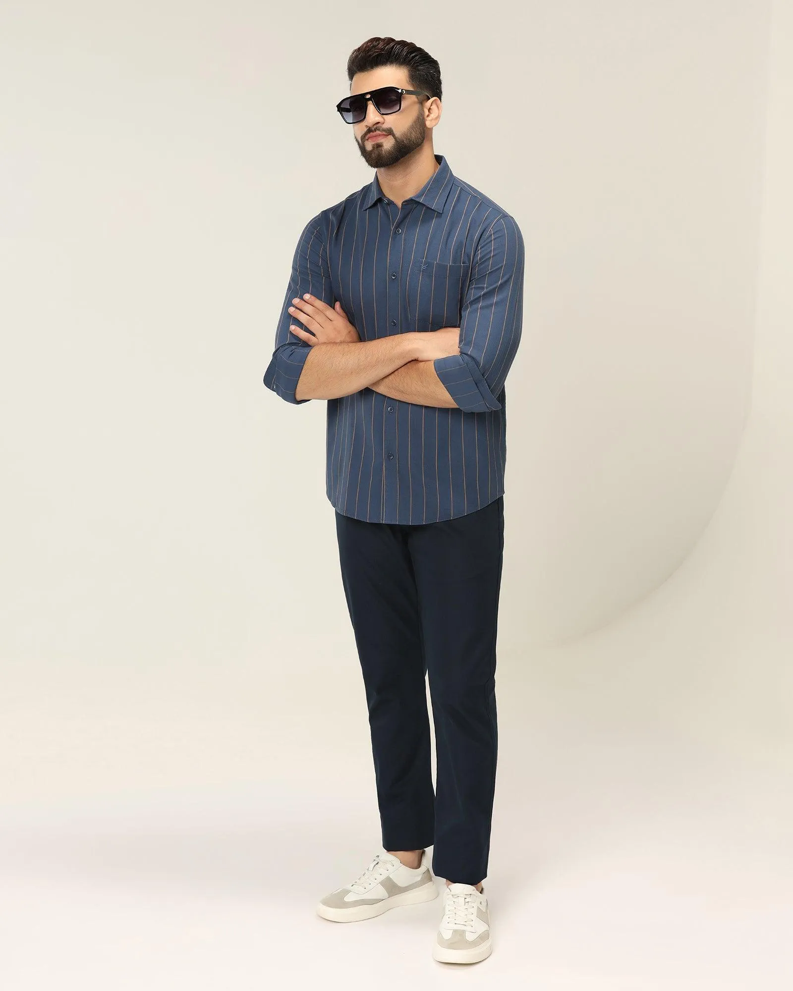 Casual Navy Striped Shirt - Fabien