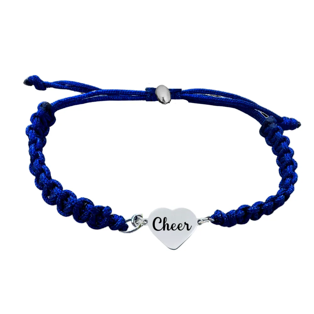 Cheer Heart Adjustable Rope Bracelet- Pick Color