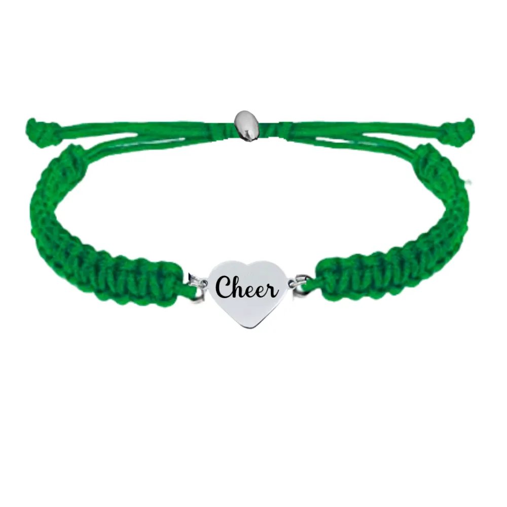 Cheer Heart Adjustable Rope Bracelet- Pick Color