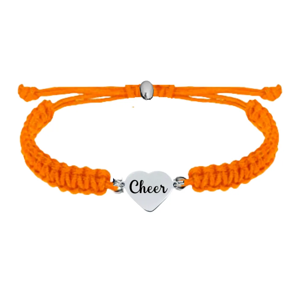 Cheer Heart Adjustable Rope Bracelet- Pick Color