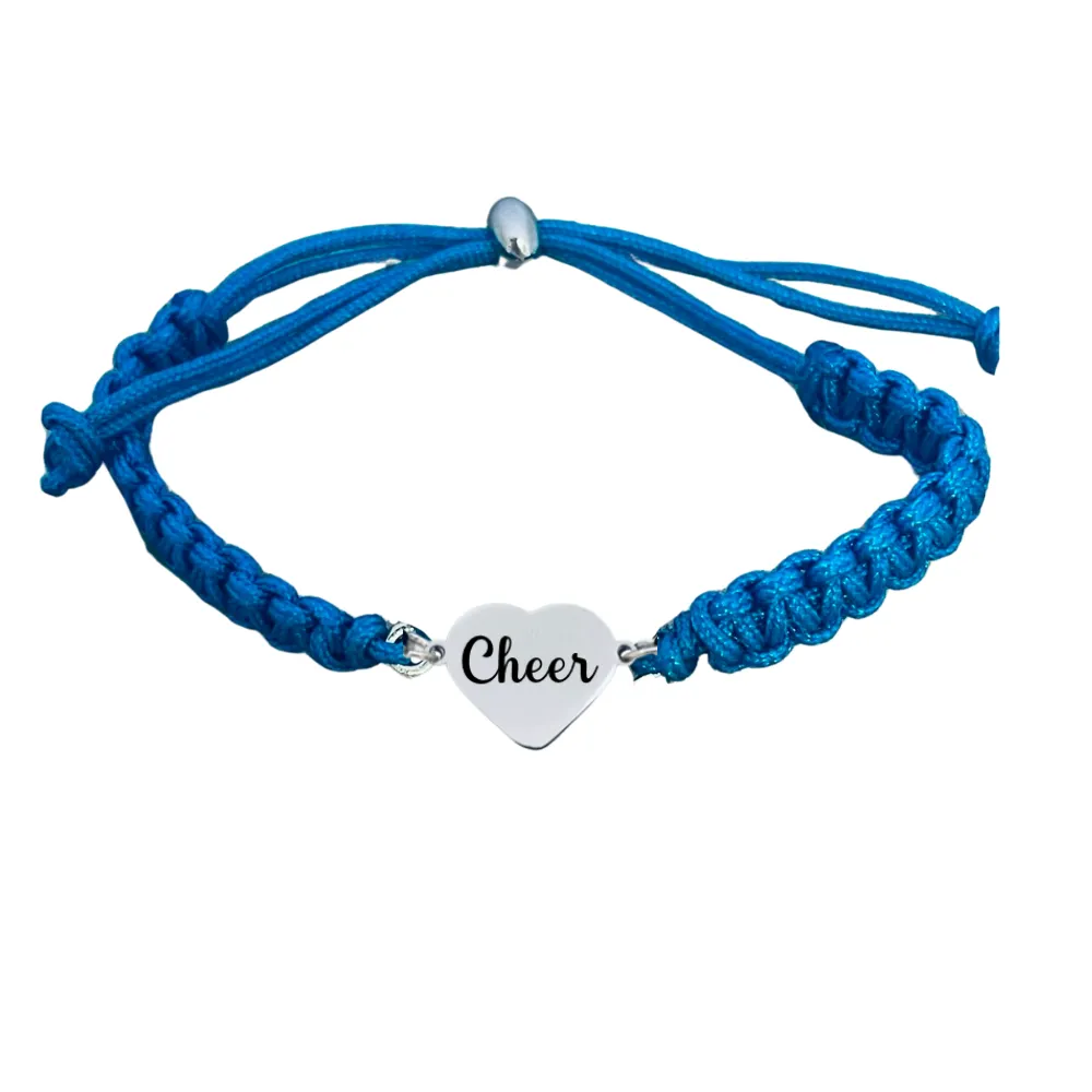 Cheer Heart Adjustable Rope Bracelet- Pick Color