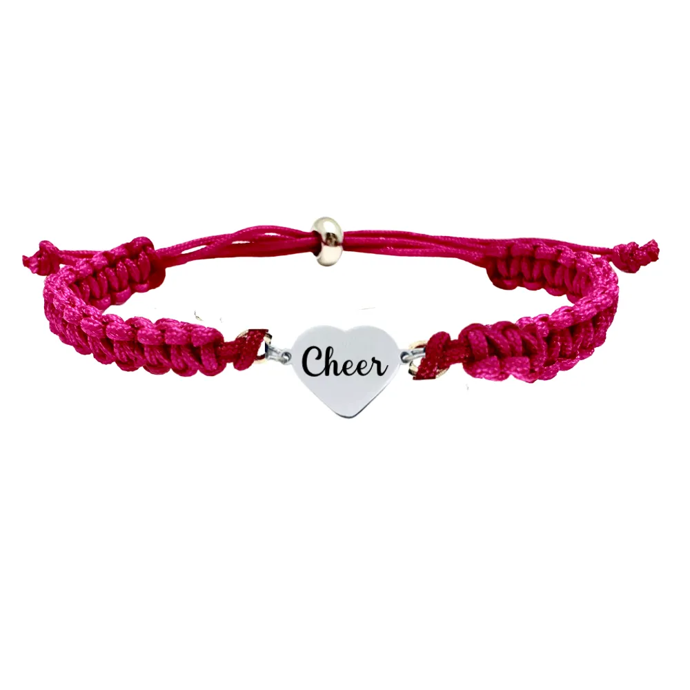 Cheer Heart Adjustable Rope Bracelet- Pick Color