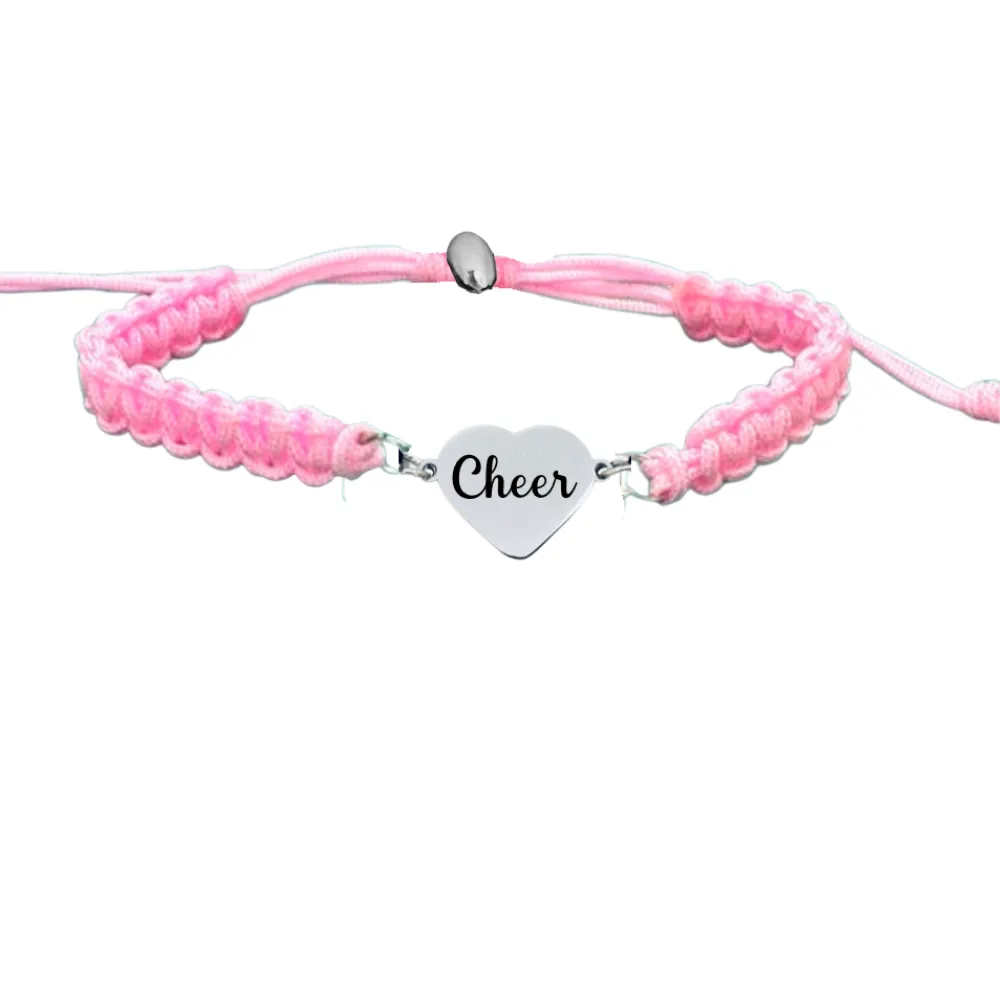 Cheer Heart Adjustable Rope Bracelet- Pick Color