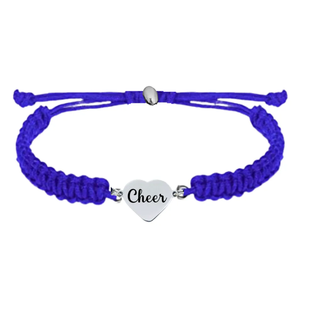 Cheer Heart Adjustable Rope Bracelet- Pick Color