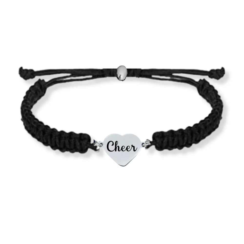 Cheer Heart Adjustable Rope Bracelet- Pick Color