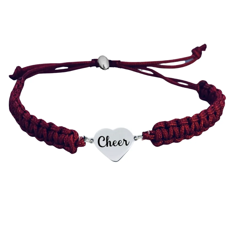 Cheer Heart Adjustable Rope Bracelet- Pick Color