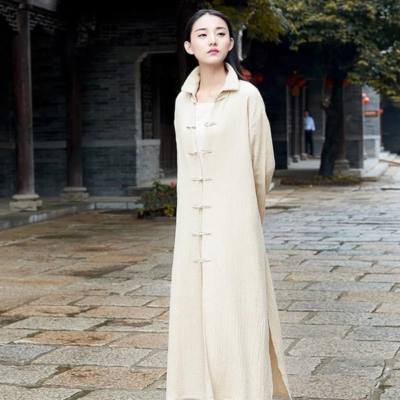 Chinese Style Cotton Linen Trench Coat  | Zen