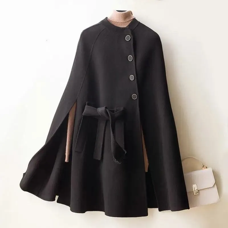 Cloak-style Loose Wool Double-faced Woolen Coat