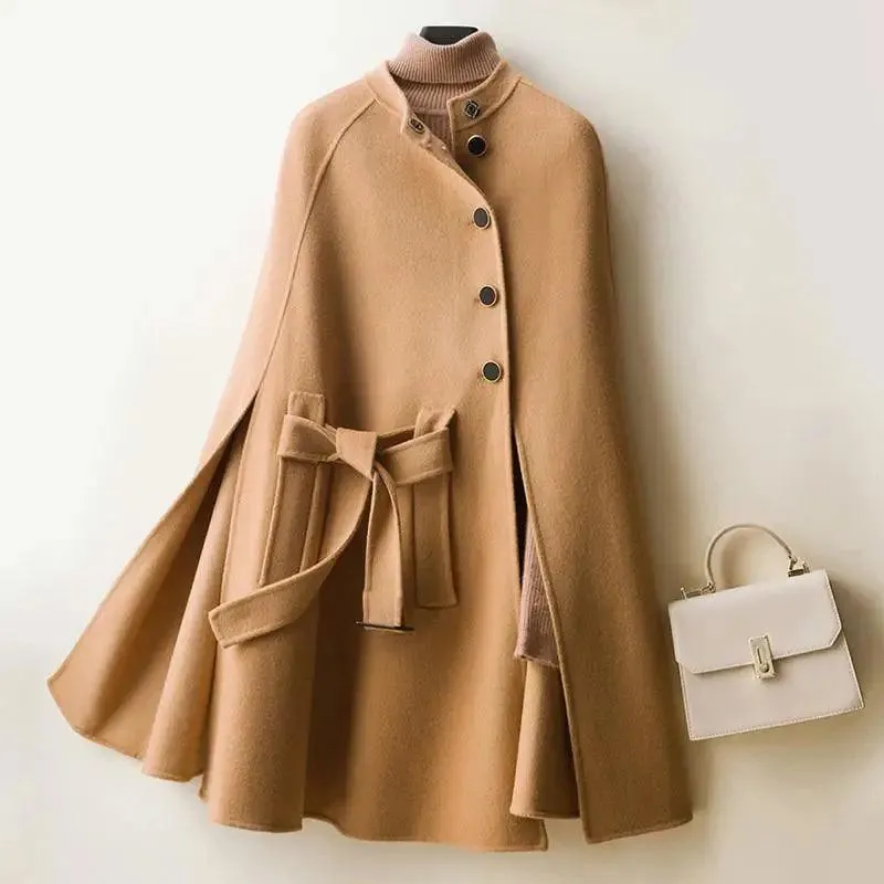 Cloak-style Loose Wool Double-faced Woolen Coat