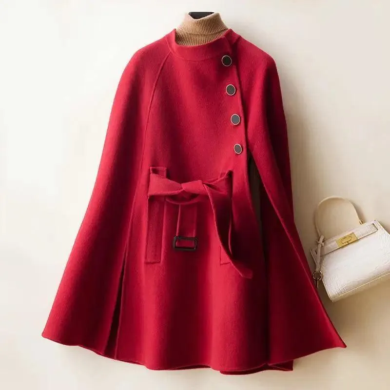 Cloak-style Loose Wool Double-faced Woolen Coat