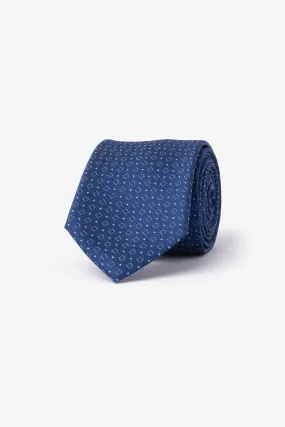 Cravatta fantasia micro cerchio jacquard blu