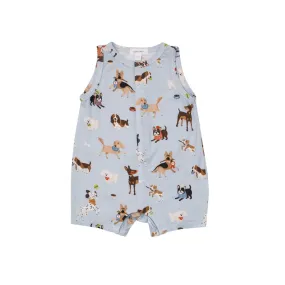 DOGGY DAYCARE BLUE Shortie Romper